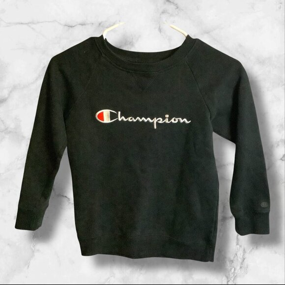 Champion Authentic Athleticwear Girls Size S Black Pullover Crew Neck Sweatshirt - Picture 1 of 9